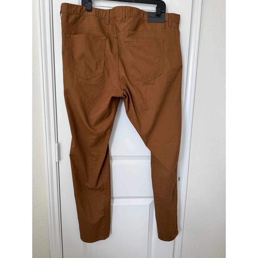 Michael Kors Men's 40x32 Parker Slim Fit Brown Pants Office Casual Chinos